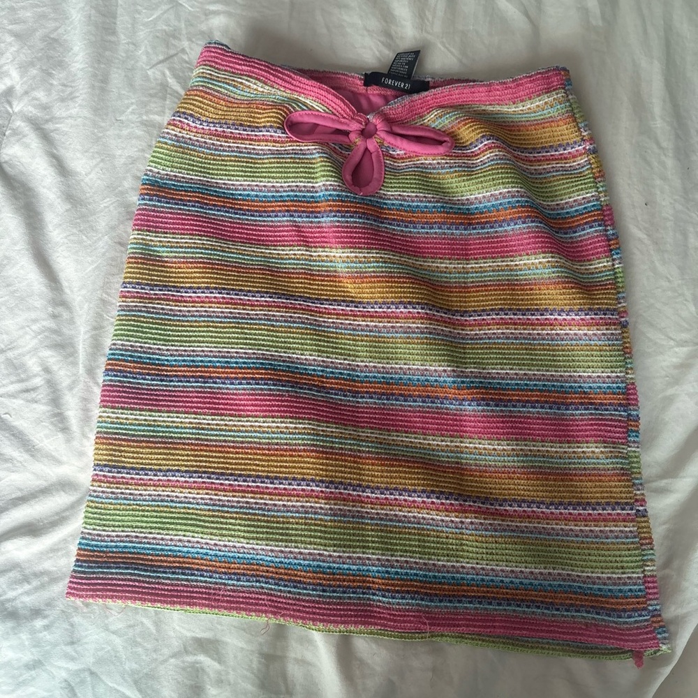Forever 21 Pink and Green Midi Pencil Skirt